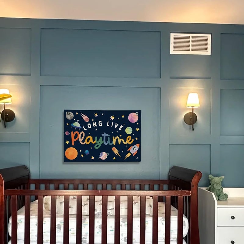 ShowDraven Playroom Wall Decor, Kids Toddler Boy Playroom Space Nursery Decor Hanging Linen Banner, Play Room Wall Decor for Kids Boys Nursery, 20x30 Inch - Image 5